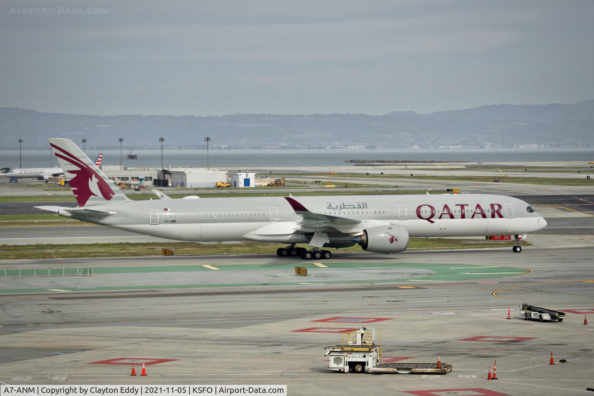 A7-ANM, 2019 Airbus A350-1041 C/N 350, Sky Terrace SFO 2021.