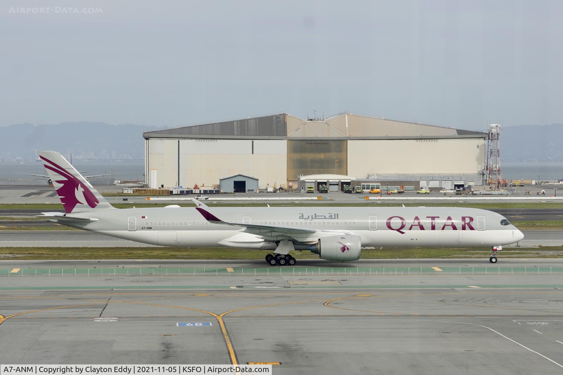A7-ANM, 2019 Airbus A350-1041 C/N 350, Sky Terrace SFO 2021.