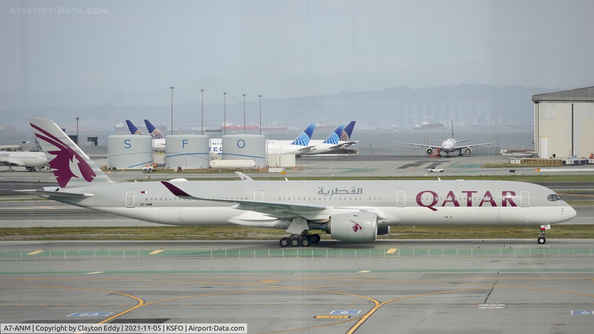 A7-ANM, 2019 Airbus A350-1041 C/N 350, Sky Terrace SFO 2021.
