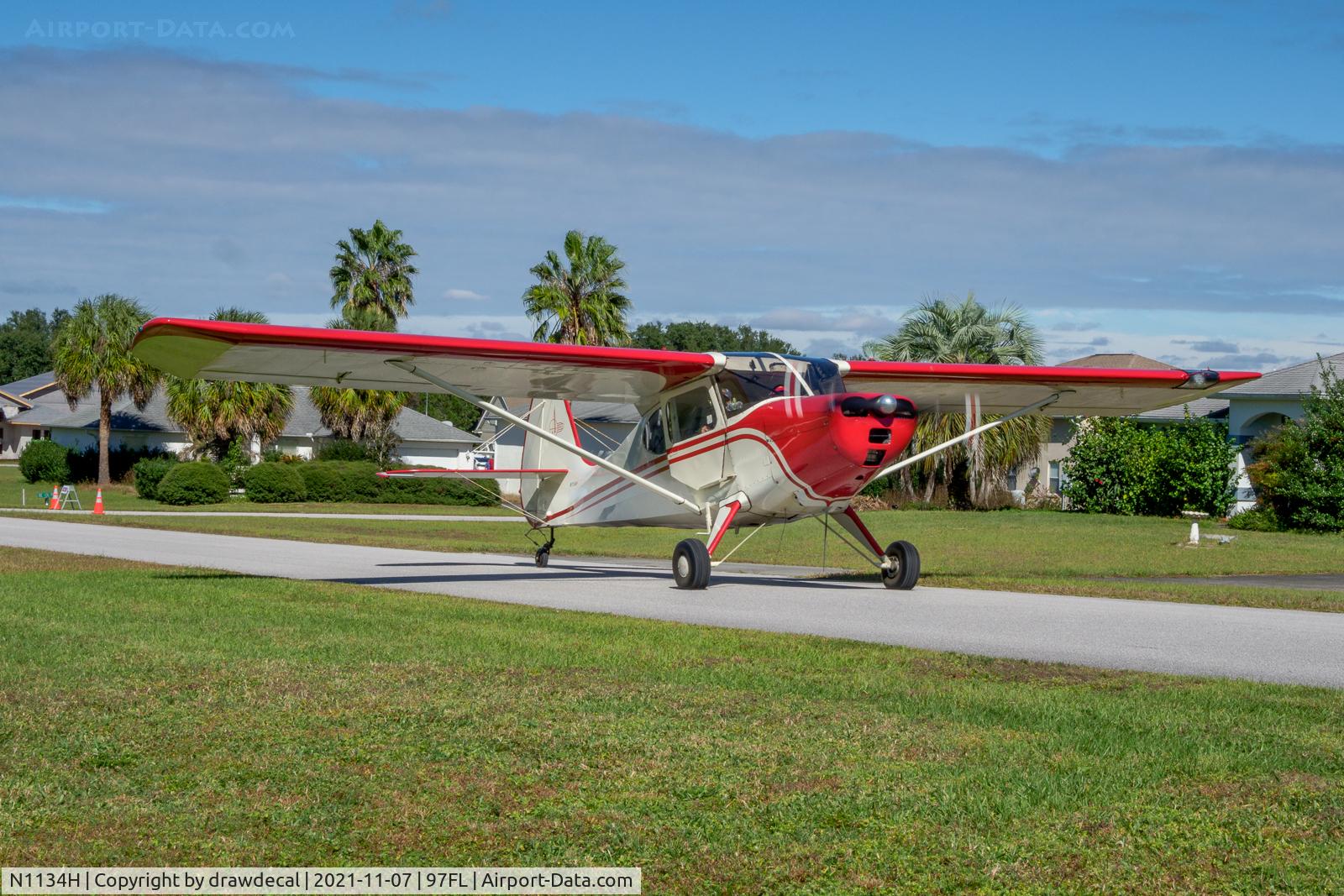 N1134H, 1948 Aeronca 15AC Sedan C/N 15AC-148, Departing from the 2021 Love Field Fly In