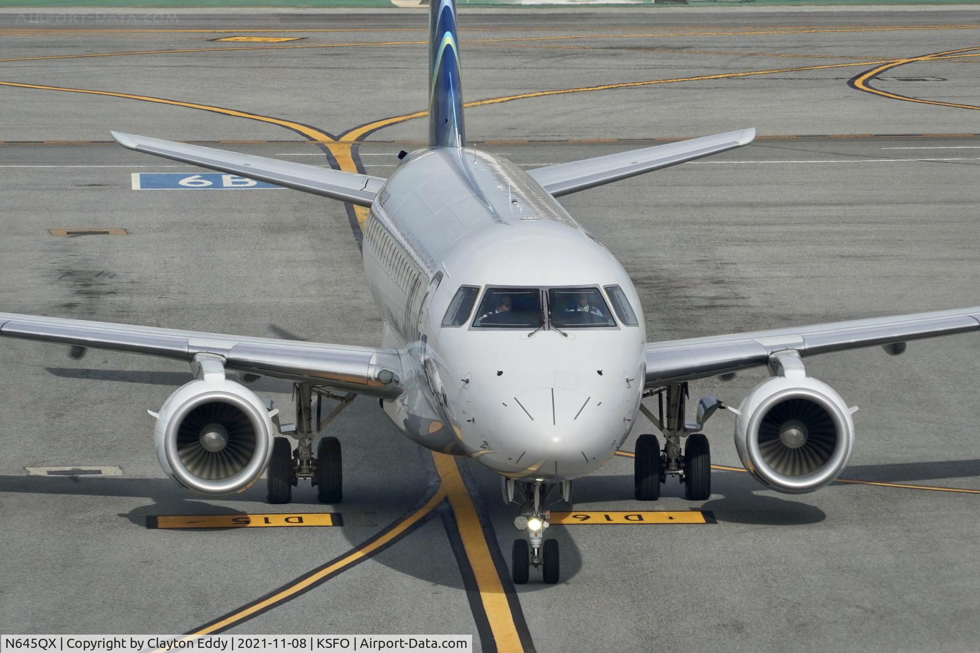 N645QX, 2018 Embraer 175LR (ERJ-170-200LR) C/N 17000768, Sky Terrace SFO 2021.