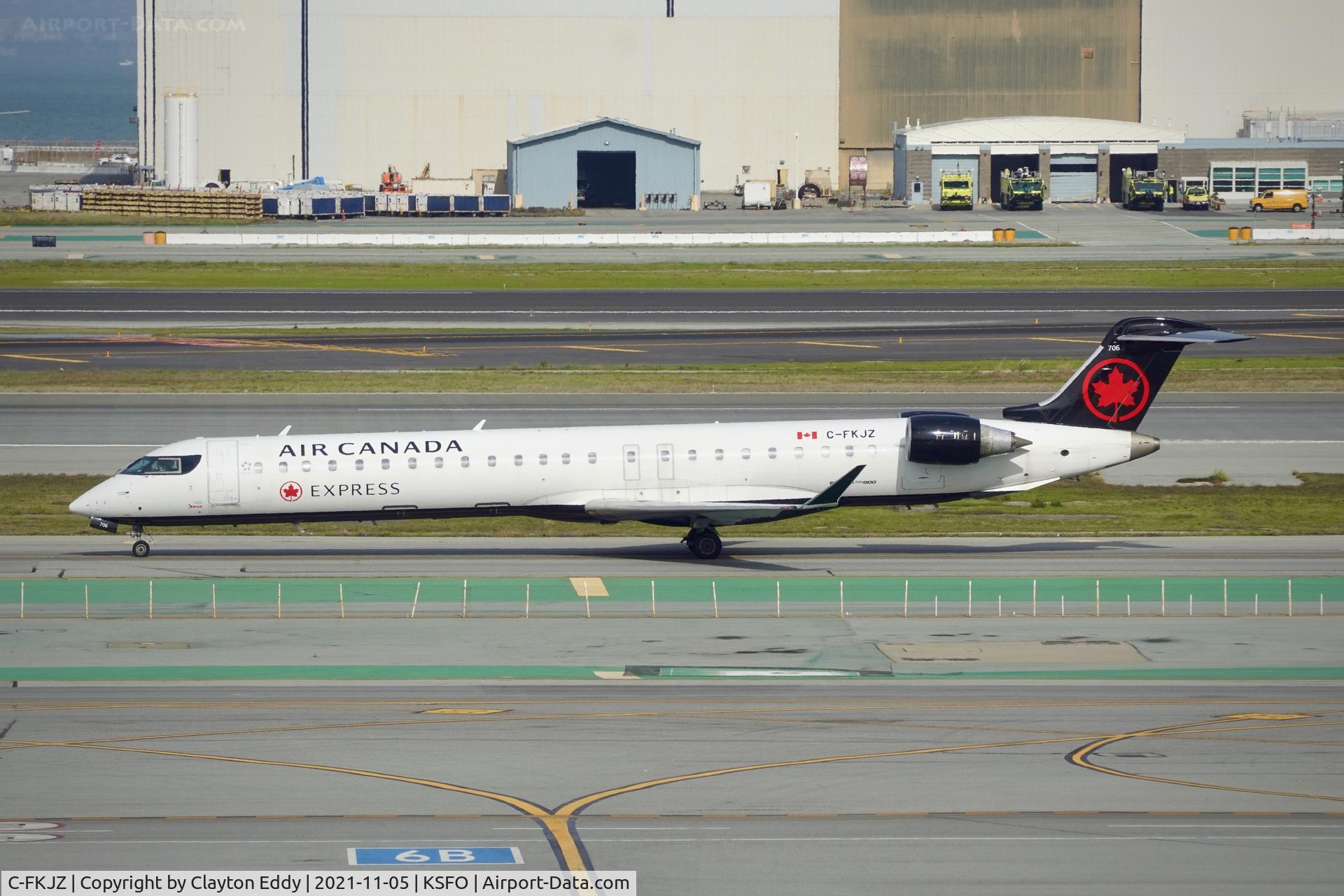 C-FKJZ, 2005 Canadair CRJ-705ER (CL-600-2D15) Regional Jet C/N 15044, Sky Terrace SFO 2021.