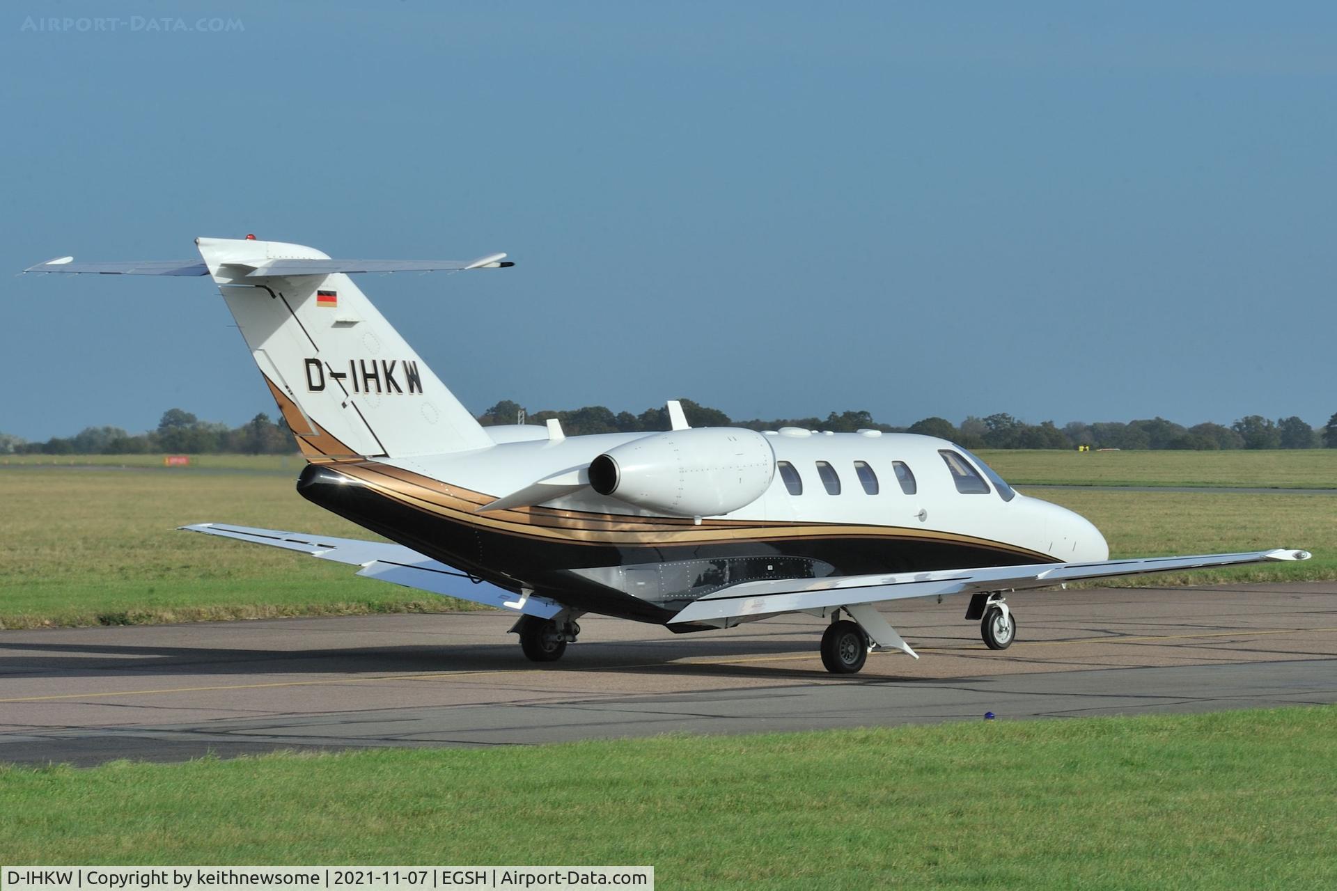 D-IHKW, 2008 Cessna 525 CitationJet CJ1+ C/N 525-0677, Leaving Norwich for Paderborn, Germany.