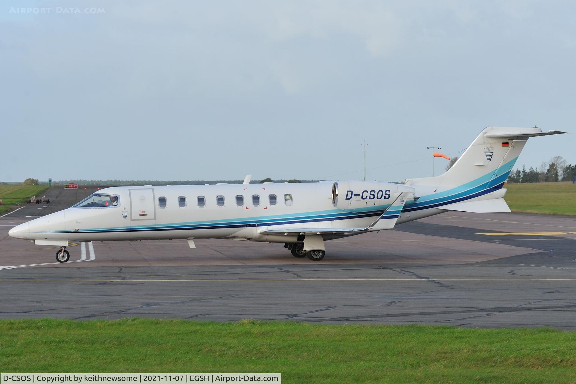 D-CSOS, 2001 Learjet 45 C/N 45-161, Arriving at Norwich from Tenerife.