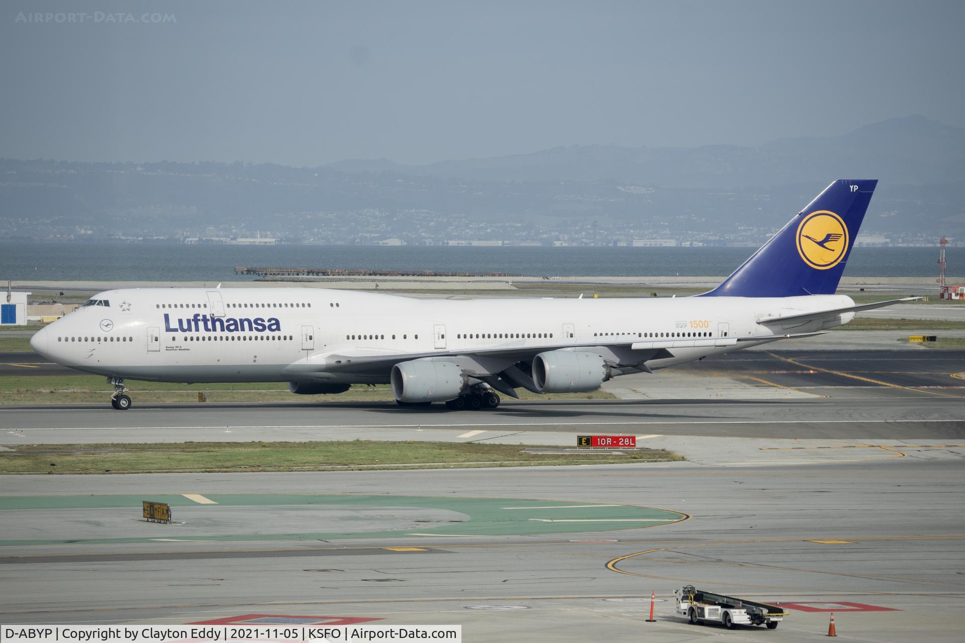 D-ABYP, 2014 Boeing 747-830 C/N 37839, Sky Terrace SFO 2021.