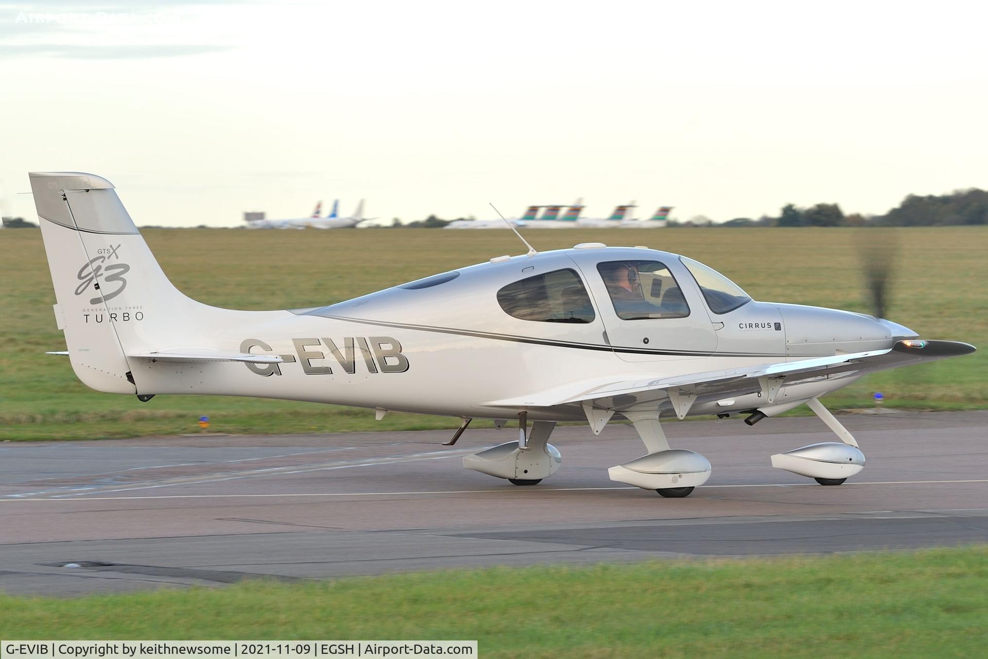 G-EVIB, 2007 Cirrus SR22 G3 GTSX Turbo C/N 2467, Leaving Norwich for Church Fenton.