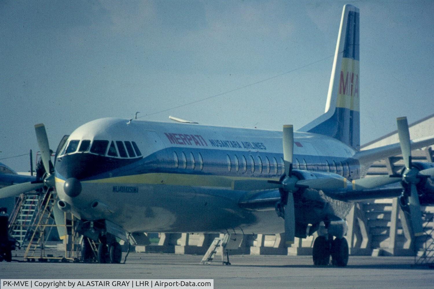 PK-MVE, 1961 Vickers Vanguard 953 C/N 717, Was leased to EAS is now on her way back to Indonesia.