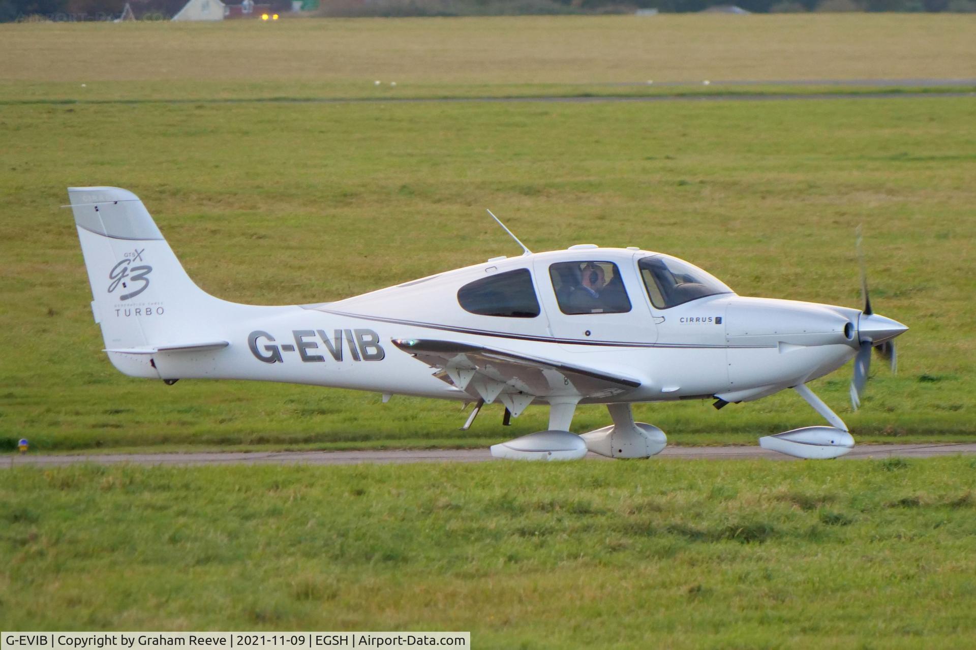 G-EVIB, 2007 Cirrus SR22 G3 GTSX Turbo C/N 2467, Departing from Norwich.