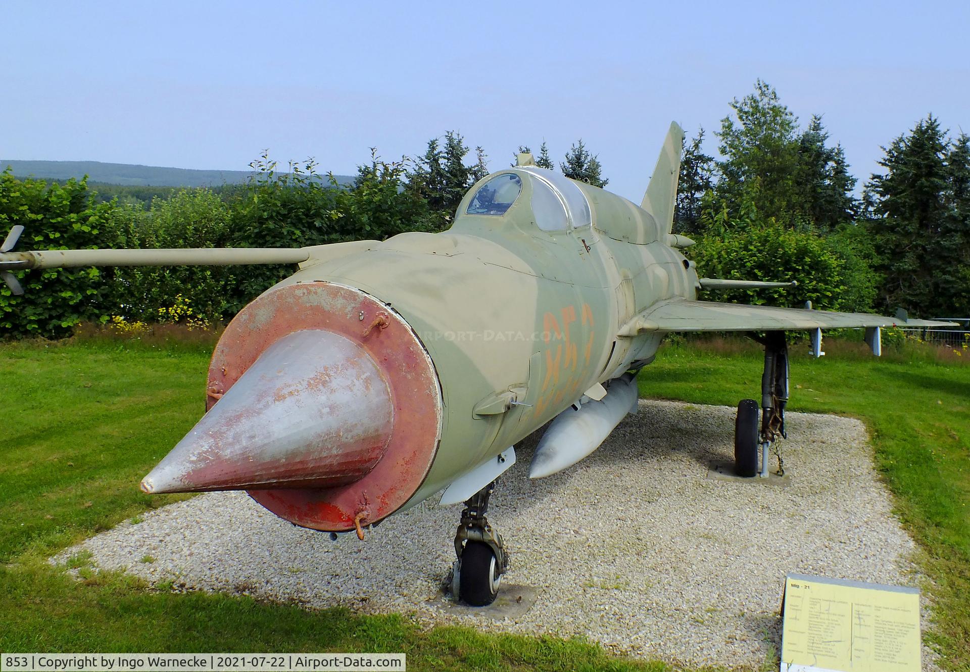 853, Mikoyan-Gurevich MiG-21Bis C/N 75058015, Mikoyan i Gurevich MiG-21bis SAU FISHBED-N at the Flugausstellung P. Junior, Hermeskeil