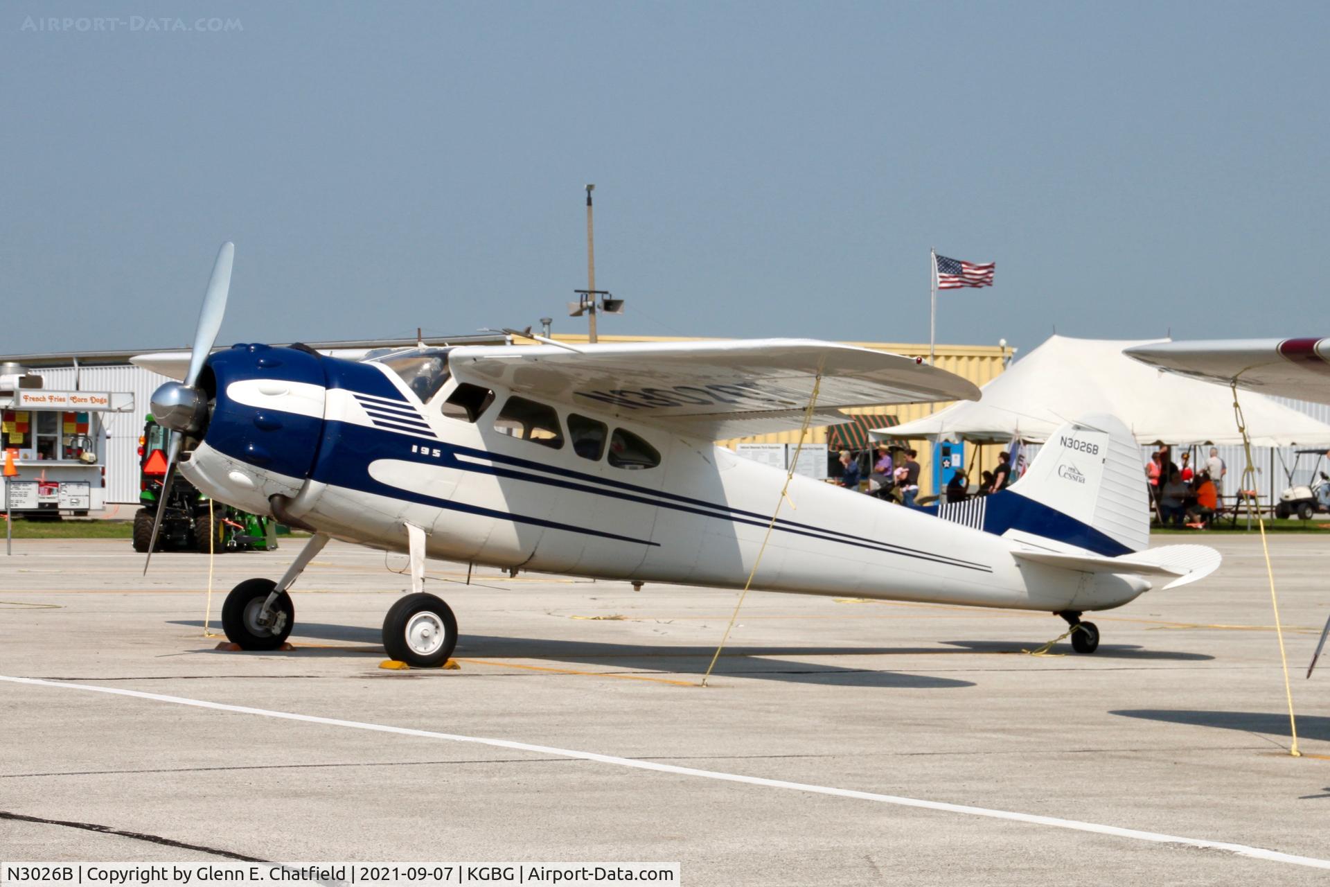 N3026B, 1952 Cessna 195B Businessliner C/N 7909, At the Stearman fly-in