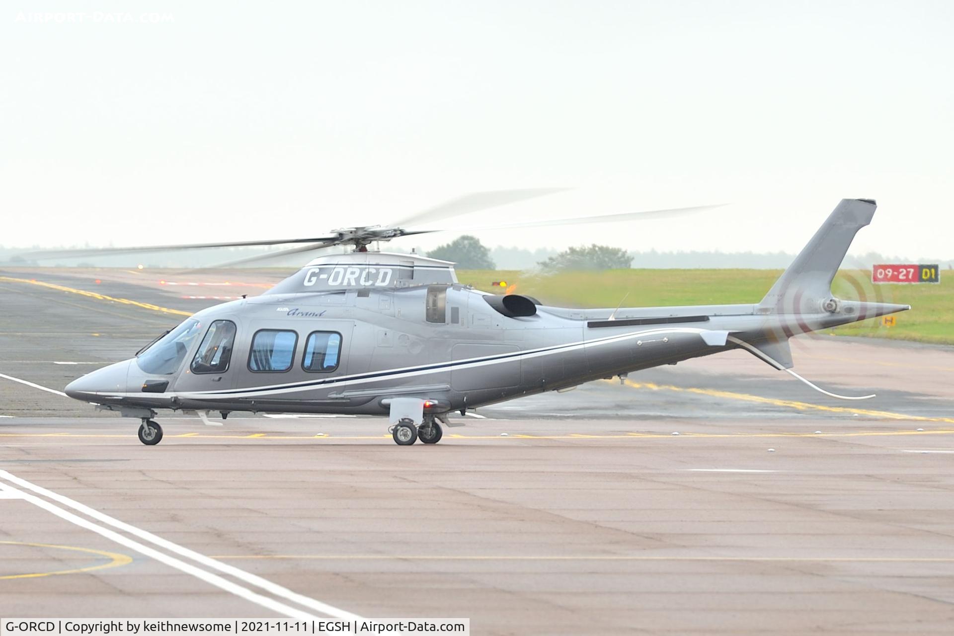 G-ORCD, 2005 Agusta A-109S Grand C/N 22009, Arriving at Norwich.