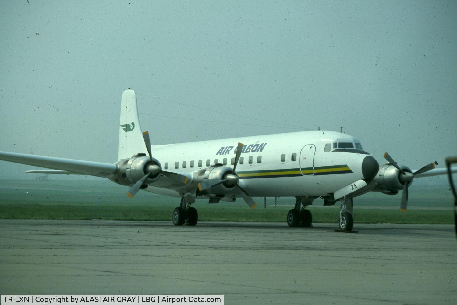 TR-LXN, 1956 Douglas DC-6B C/N 45108, Seen here at Le Bourget just before delivery in 1977
