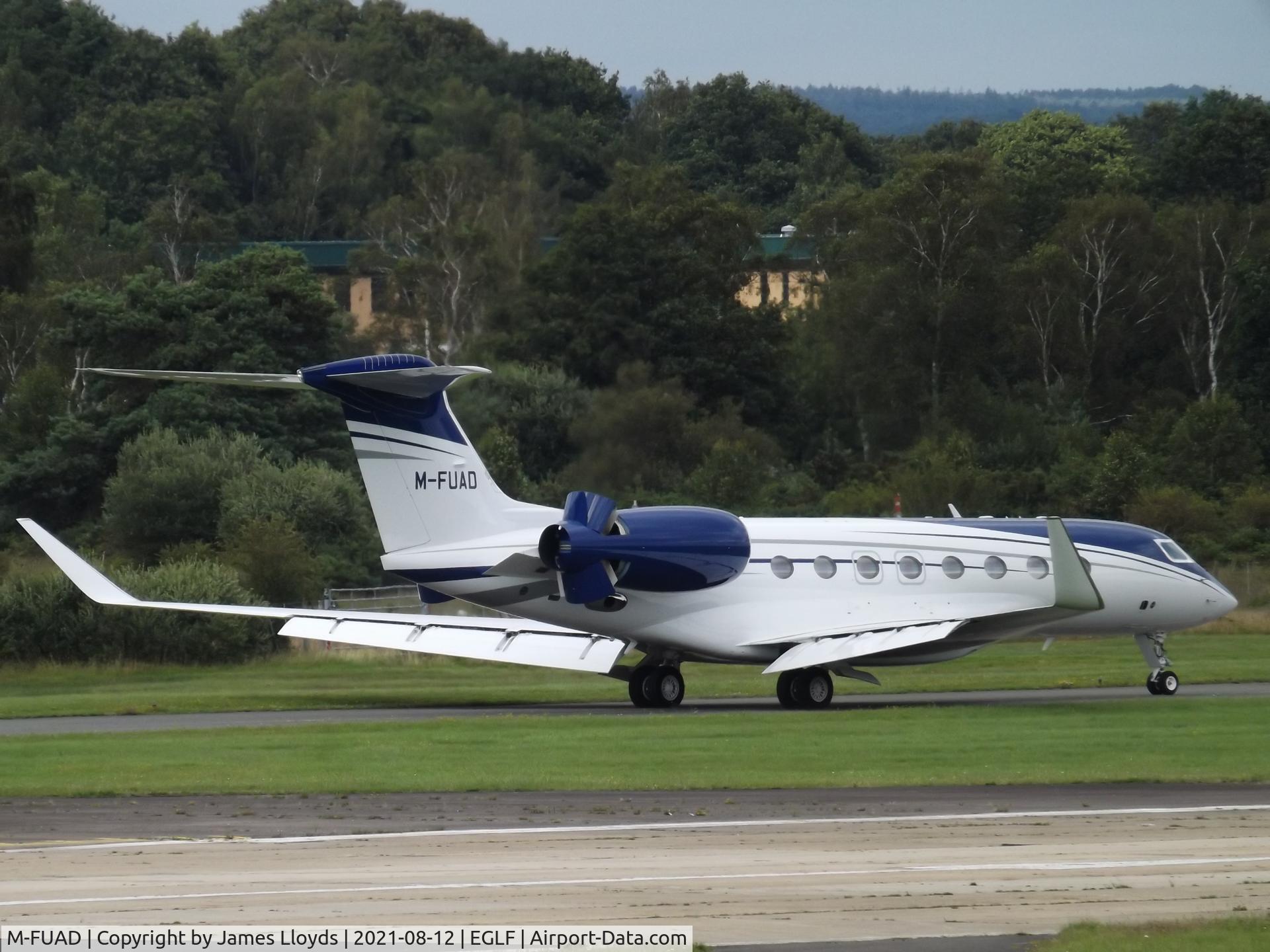 M-FUAD, 2020 Gulfstream Aerospace GVI (G650ER) C/N 6430, Taxing in at Farnborough Airport