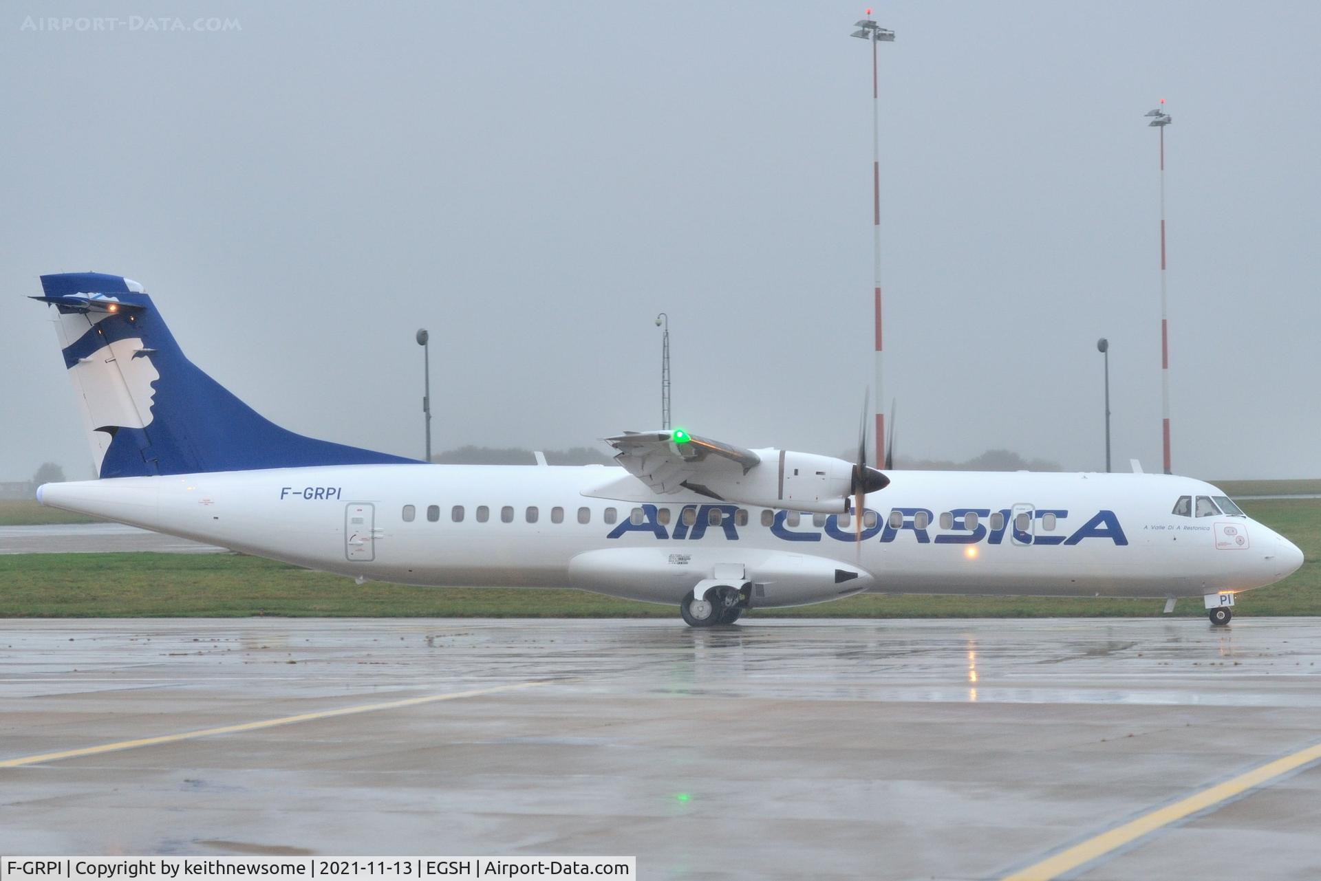 F-GRPI, 2005 ATR 72-212A C/N 722, Leaving Norwich following paintwork.