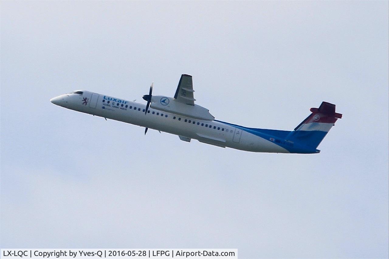 LX-LQC, 2015 De Havilland Canada DHC-8-400Q Dash 8 C/N 4513, De Havilland Canada DHC-8-400Q Dash 8, Climbing from rwy 08L, Roissy Charles De Gaulle airport (LFPG-CDG)