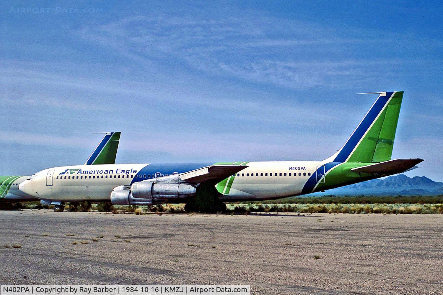 N402PA, 1965 Boeing 707-321B C/N 18833, N402PA   Boeing 707-321 [18833] (American Eagle Airlines) Marana-Pinal Airpark~N 16/10/1984