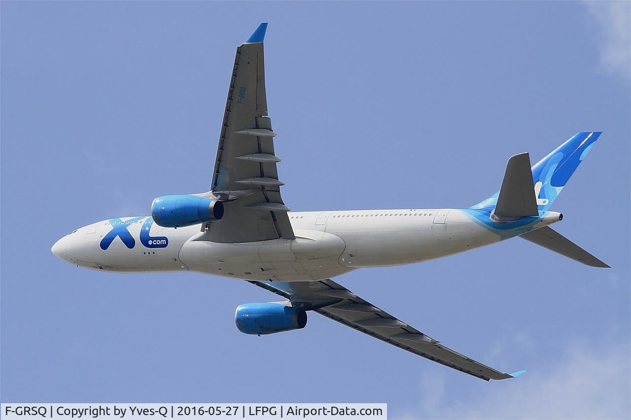 F-GRSQ, 2002 Airbus A330-243 C/N 501, Airbus A330-243, Climbing from rwy 27L, Roissy Charles De Gaulle airport (LFPG-CDG)