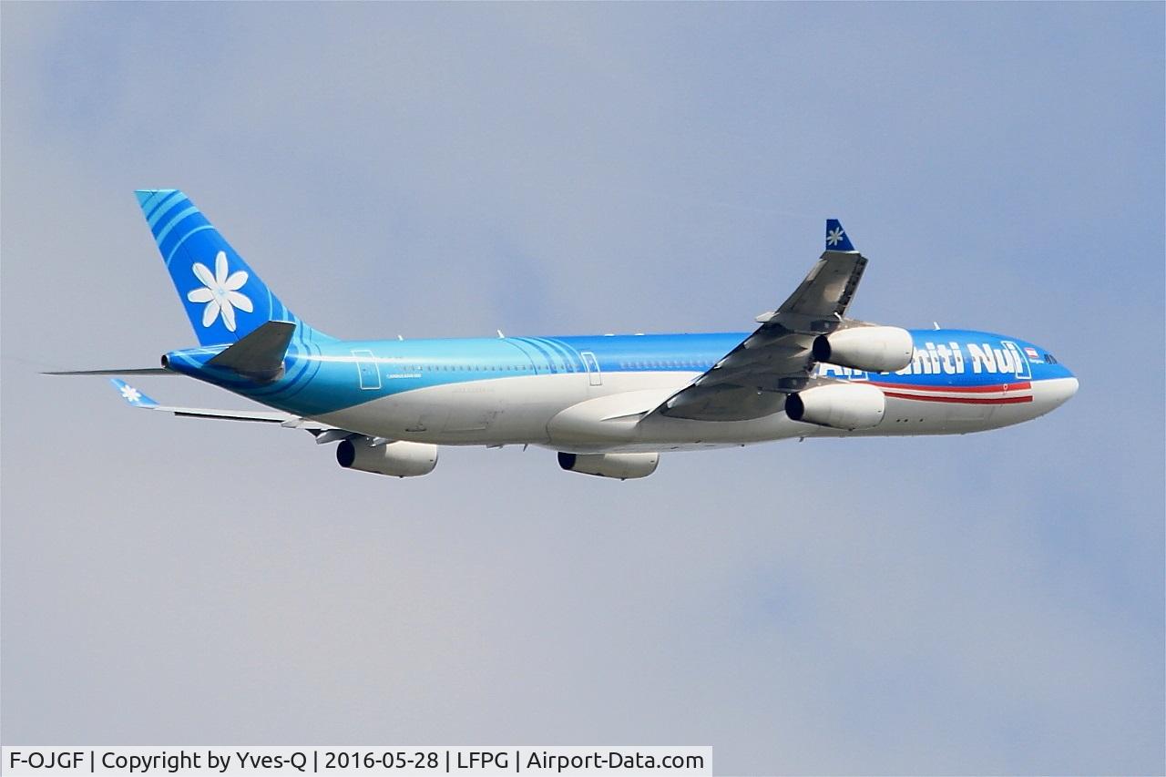 F-OJGF, 2001 Airbus A340-313 C/N 385, Airbus A340-313, Climbing from rwy 06R, Roissy Charles De Gaulle airport (LFPG-CDG)