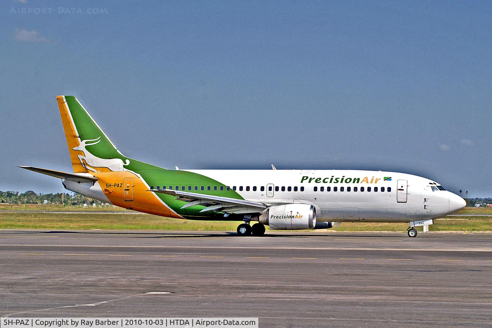5H-PAZ, 1990 Boeing 737-3Y0 C/N 24770, 5H-PAZ   Boeing 737-3Y0 [24770] (Precision Air) Dar Es Salaam~5H 03/10/2010