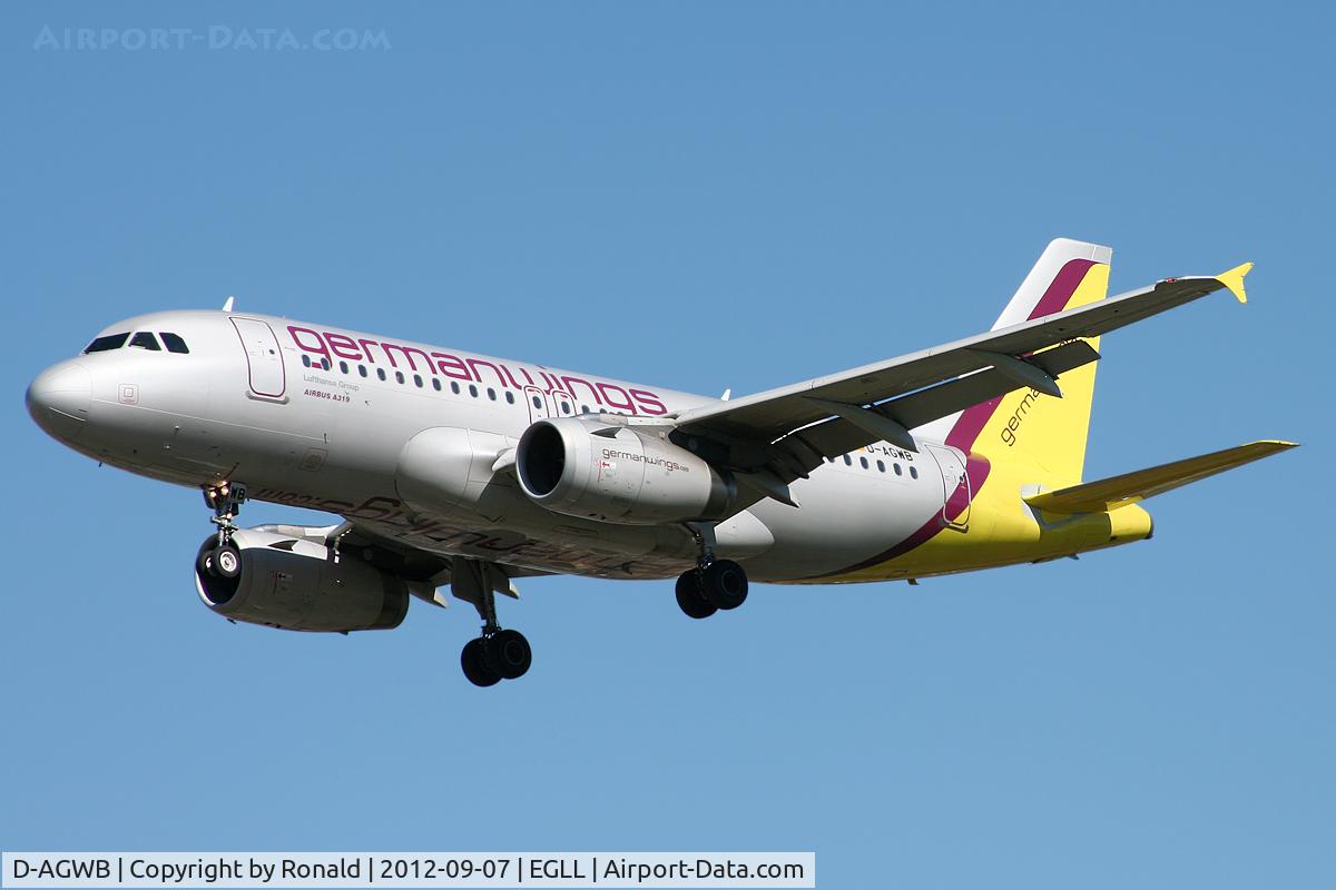 D-AGWB, 2006 Airbus A319-111 C/N 2833, at lhr