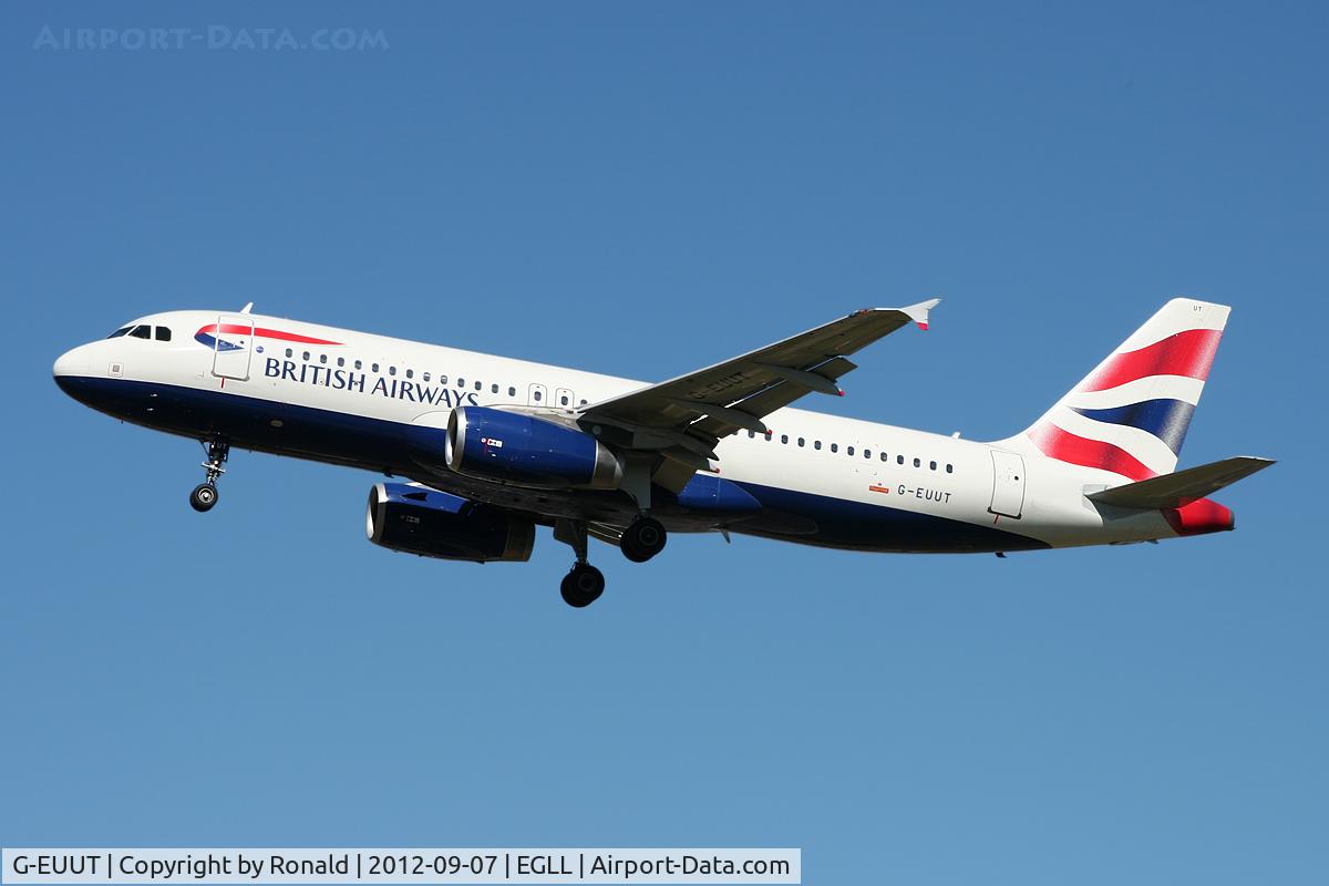 G-EUUT, 2007 Airbus A320-232 C/N 3314, at lhr