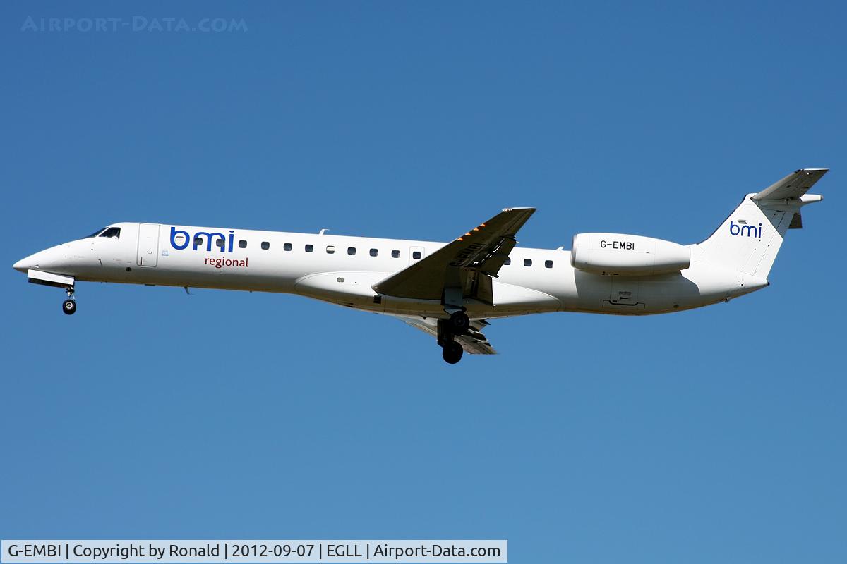 G-EMBI, 1999 Embraer EMB-145EU (ERJ-145EU) C/N 145126, at lhr