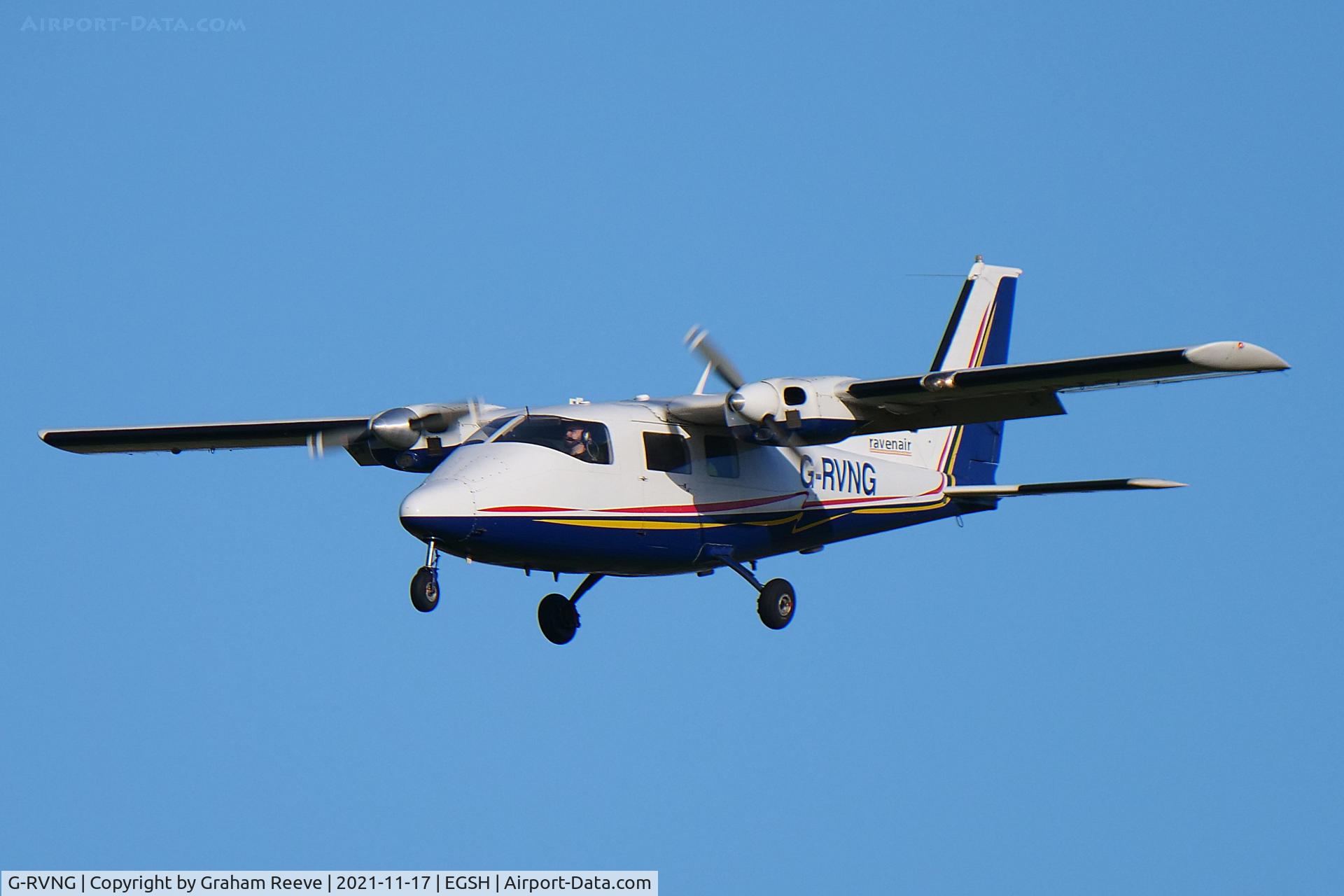 G-RVNG, 1977 Partenavia P-68B C/N 103, Landing at Norwich.