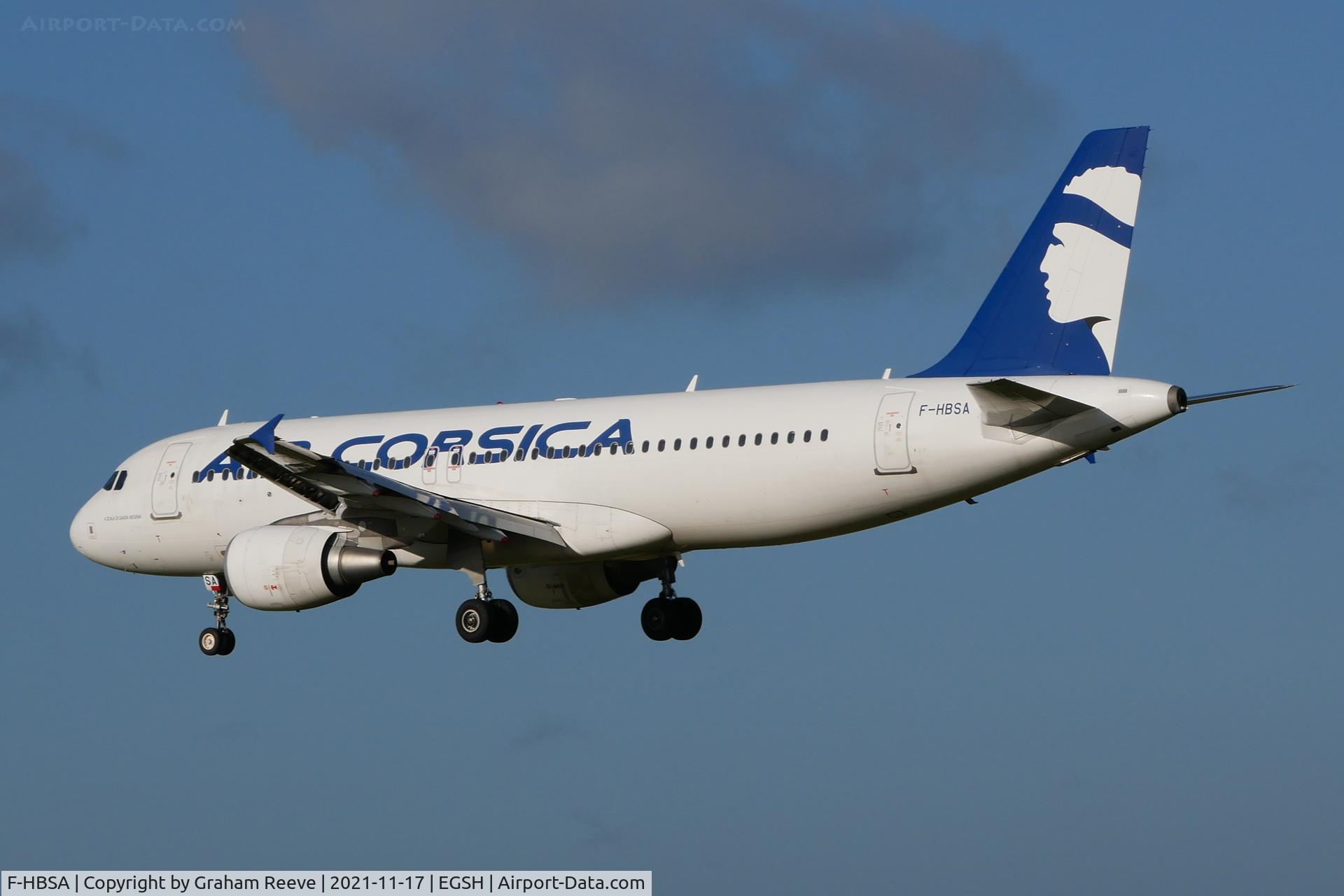 F-HBSA, 2009 Airbus A320-216 C/N 3882, Landing at Norwich.