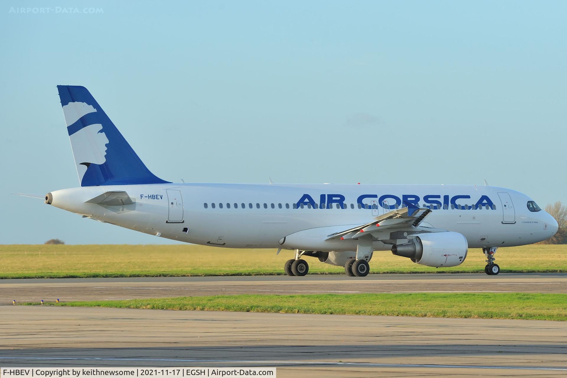F-HBEV, 2009 Airbus A320-214 C/N 3952, Leaving Norwich following paintwork.