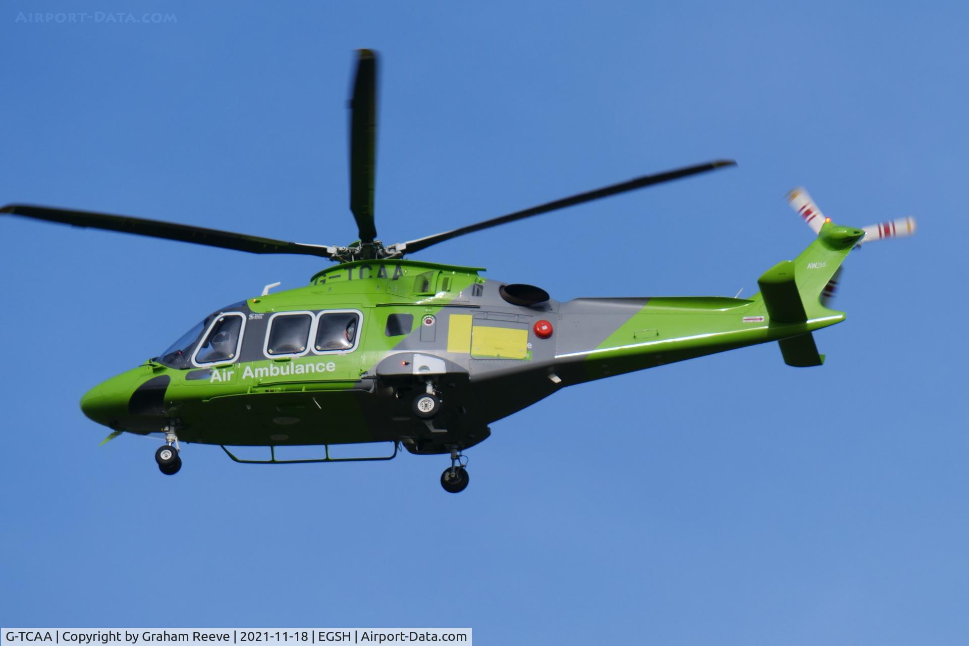G-TCAA, 2016 AgustaWestland AW-169 C/N 69038, On approach to Norwich.