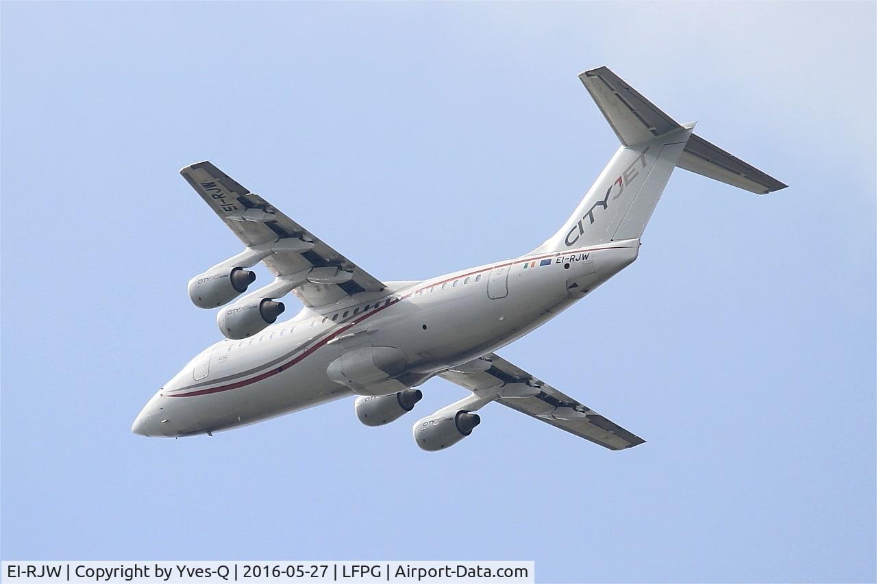 EI-RJW, 2000 British Aerospace Avro 146-RJ85A C/N E2371, British Aerospace RJ85A, Climbing from Rwy 27L, Roissy Charles De Gaulle Airport (LFPG-CDG)