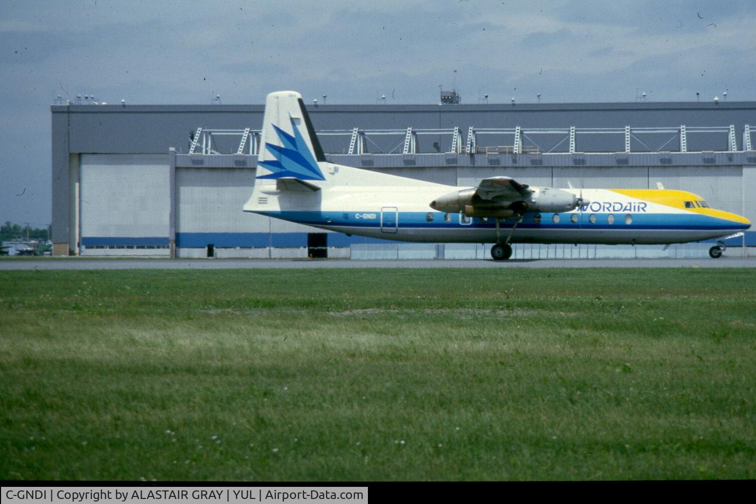 C-GNDI, 1967 Fairchild Hiller FH-227B C/N 564, just landed on runway 6R