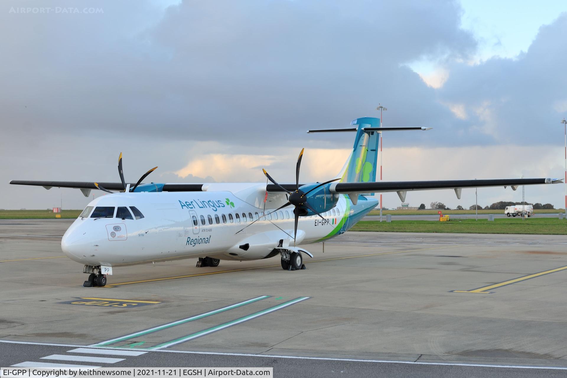 EI-GPP, 2016 ATR 72-212A C/N 1322, Removed from spray shop with air lingus colour scheme.