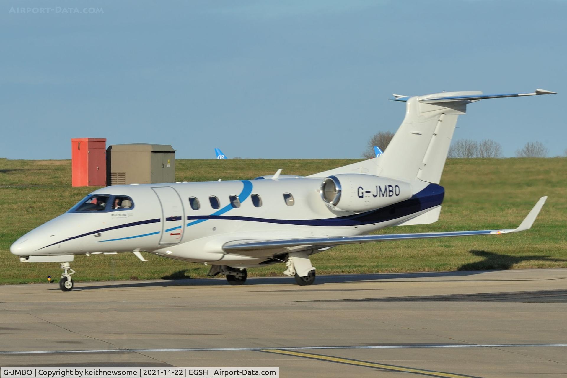G-JMBO, 2016 Embraer EMB-505 Phenom 300 C/N 50500366, Arriving at Norwich.