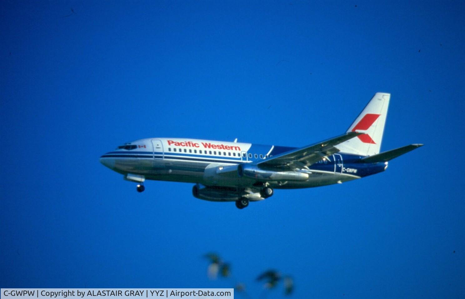 C-GWPW, 1985 Boeing 737 275 C/N 23283, Lasted two years as Pacific Western before becoming part of Canadian Airlines