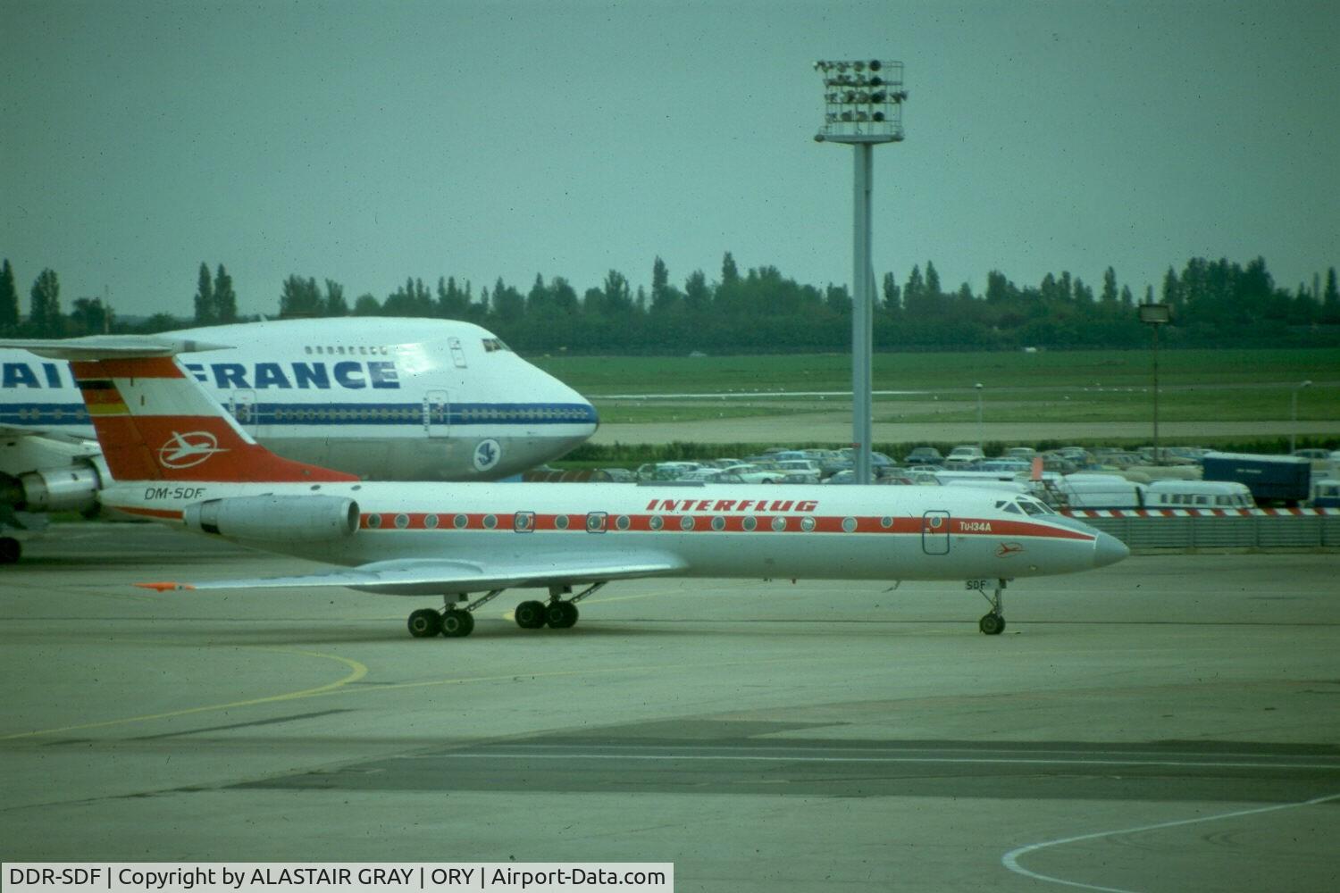DDR-SDF, Tupolev Tu-134AK C/N 40150, This shot of SDF was taken in 1979 at Orly and has the DM instead of the DDR