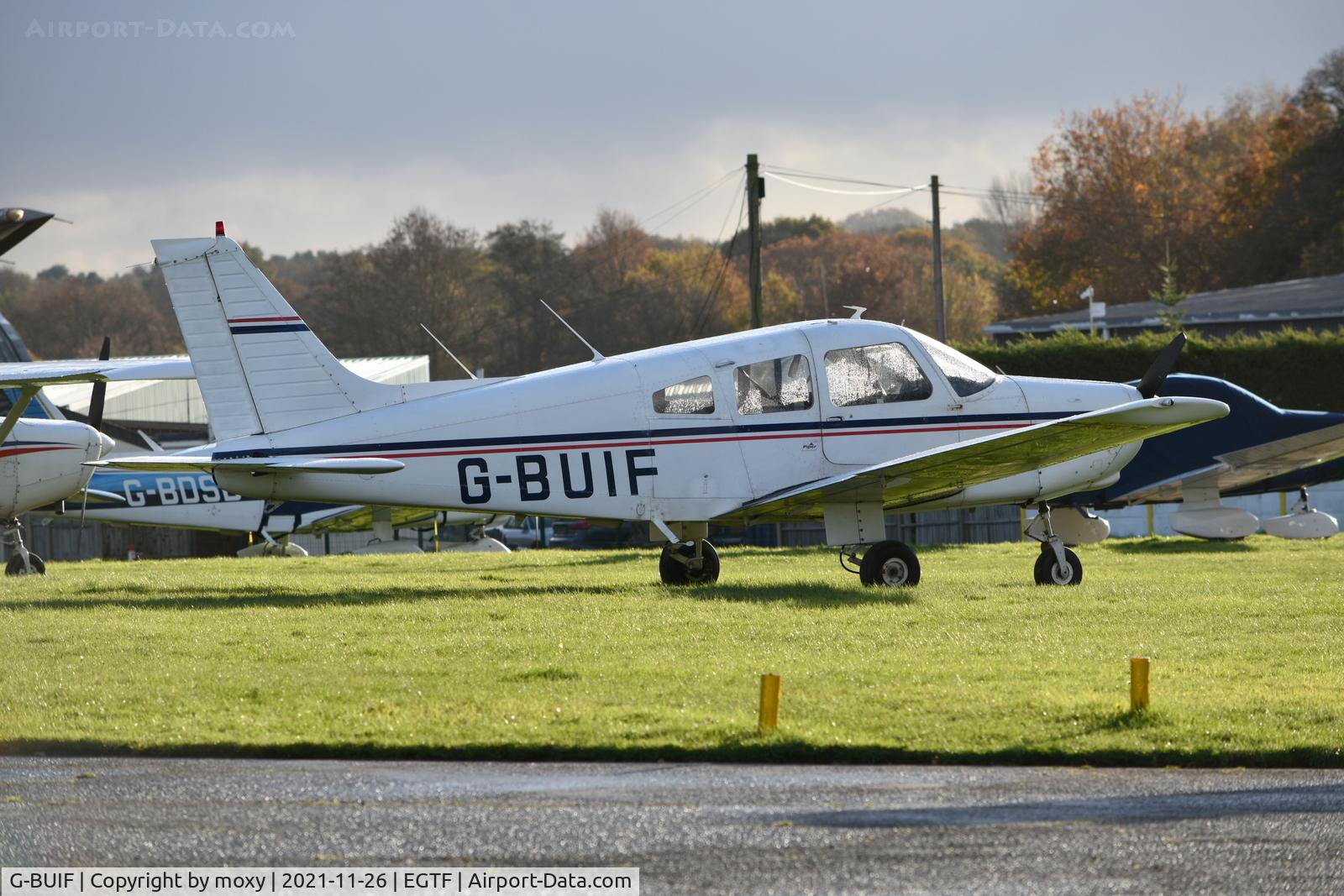 G-BUIF, 1979 Piper PA-28-161 Cherokee Warrior II C/N 28-7916406, Piper PA-28-161 Cherokee Warrior II at Fairoaks. Ex N28375