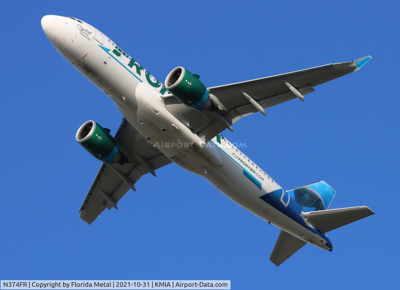 N374FR, 2021 Airbus A320-251NEO C/N 10452, Crystal the Manatee