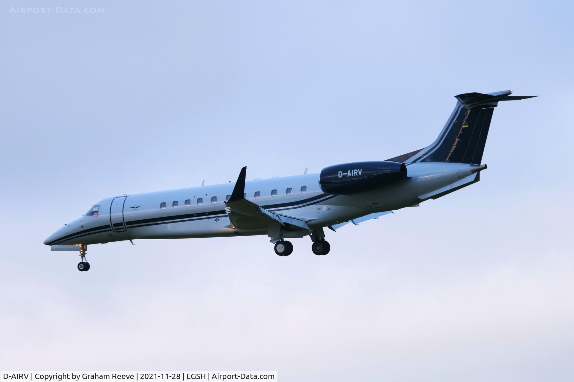 D-AIRV, 2019 Embraer EMB-135BJ Legacy 650E C/N 14501236, Landing at Norwich.