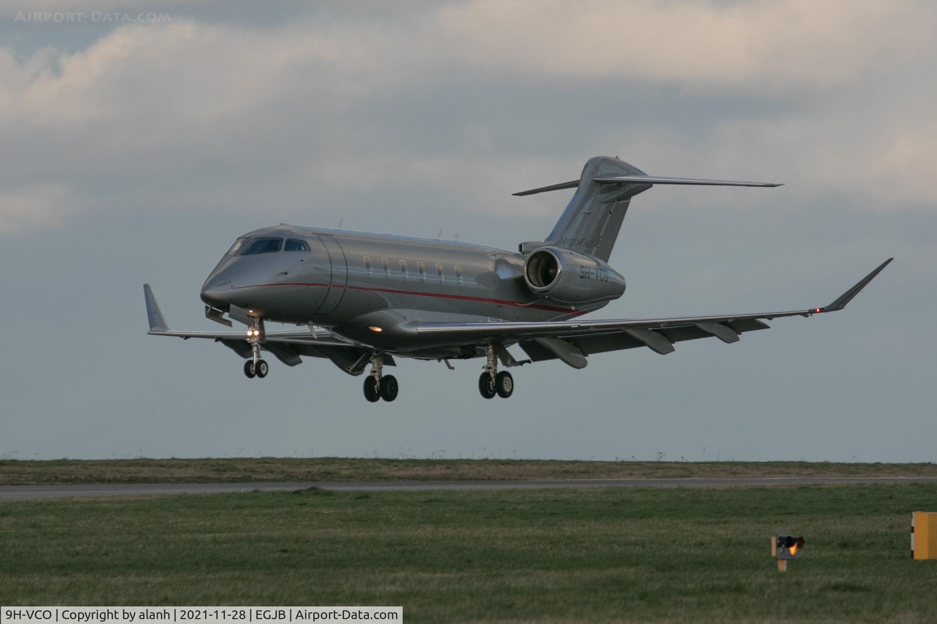 9H-VCO, 2016 Bombardier Challenger 350 C/N 20642, Arriving in Guernsey from Geneva