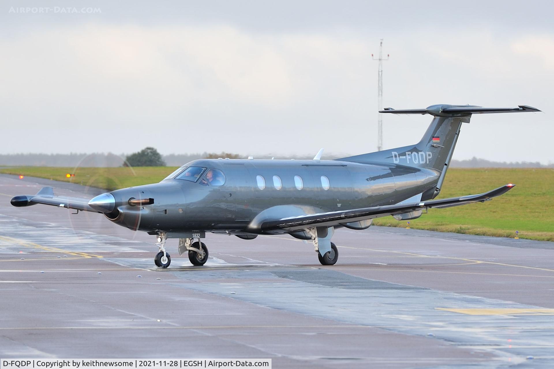 D-FQDP, 2018 Pilatus PC-12/47E C/N 1832, Arriving at Norwich from Zurich.