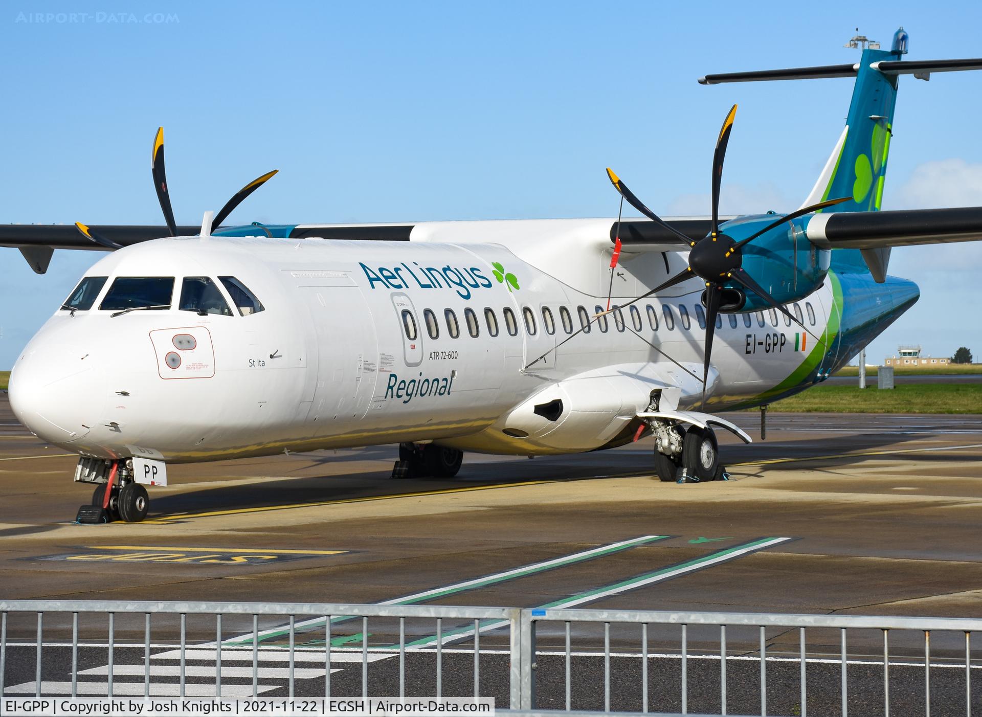 EI-GPP, 2016 ATR 72-212A C/N 1322, On Stand After Respray To Aer Lingus Regional Livery. To be Operated by Emerald Airlines.