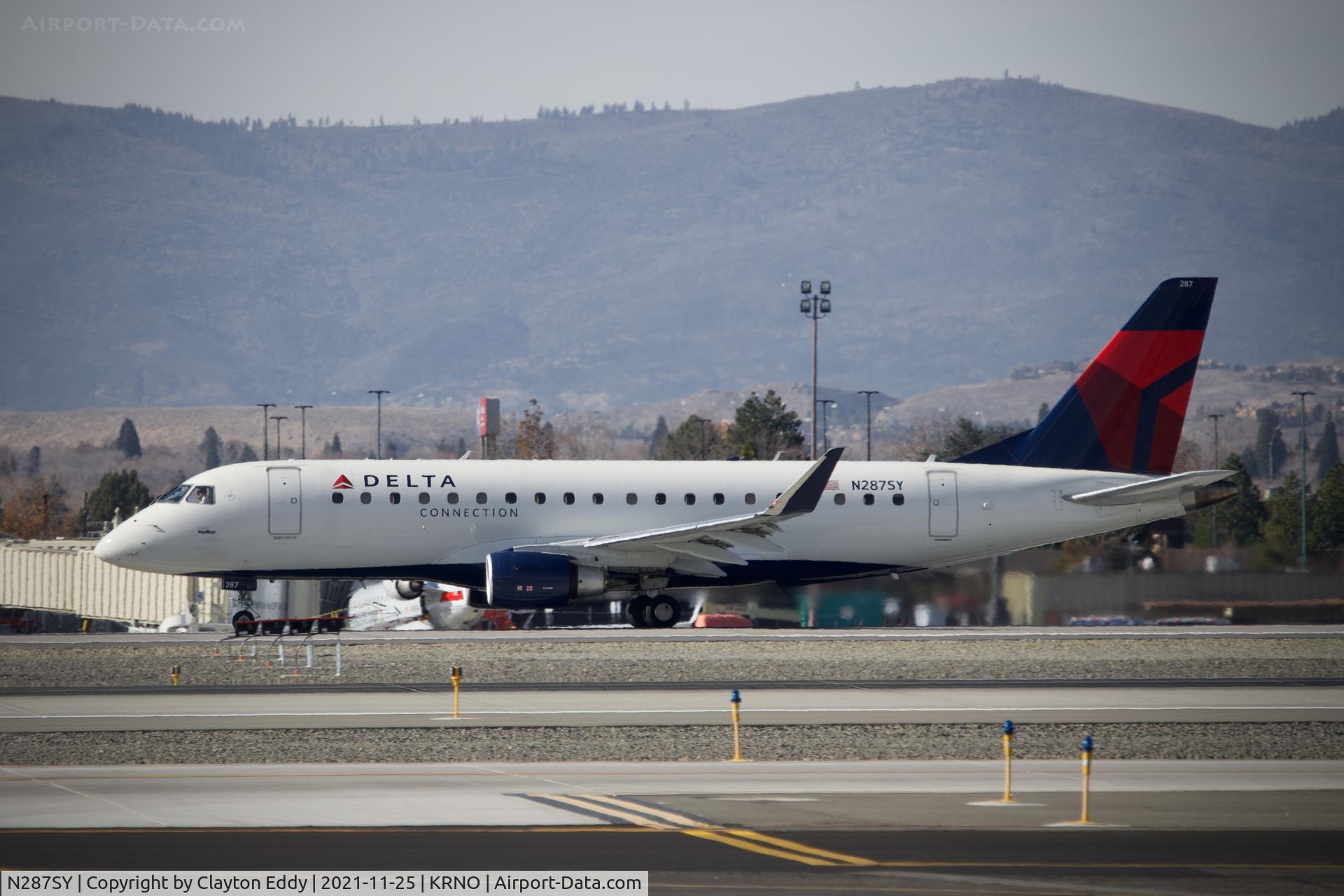 N287SY, 2018 Embraer ERJ-175LL (ERJ-170-200LL) C/N 17000753, Reno-Tahoe International airport 2021.