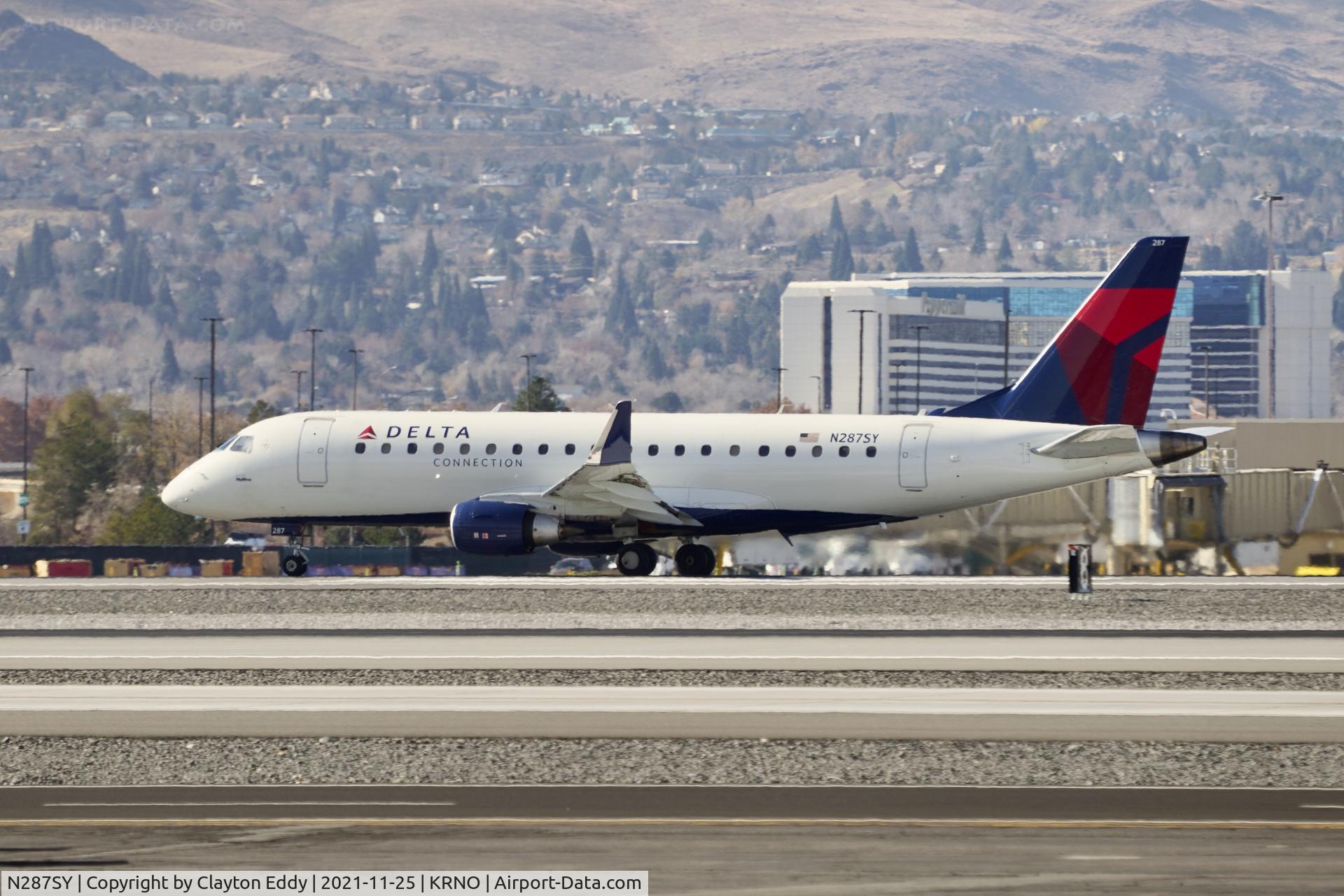 N287SY, 2018 Embraer ERJ-175LL (ERJ-170-200LL) C/N 17000753, Reno-Tahoe International airport 2021.
