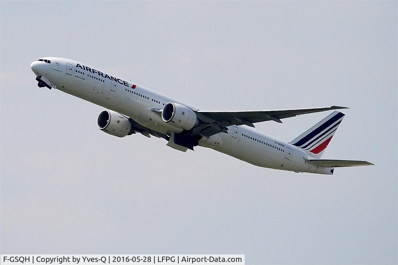 F-GSQH, 2005 Boeing 777-328/ER C/N 32711, Boeing 777-328ER, Take off rwy 08L, Roissy Charles De Gaulle airport (LFPG-CDG)