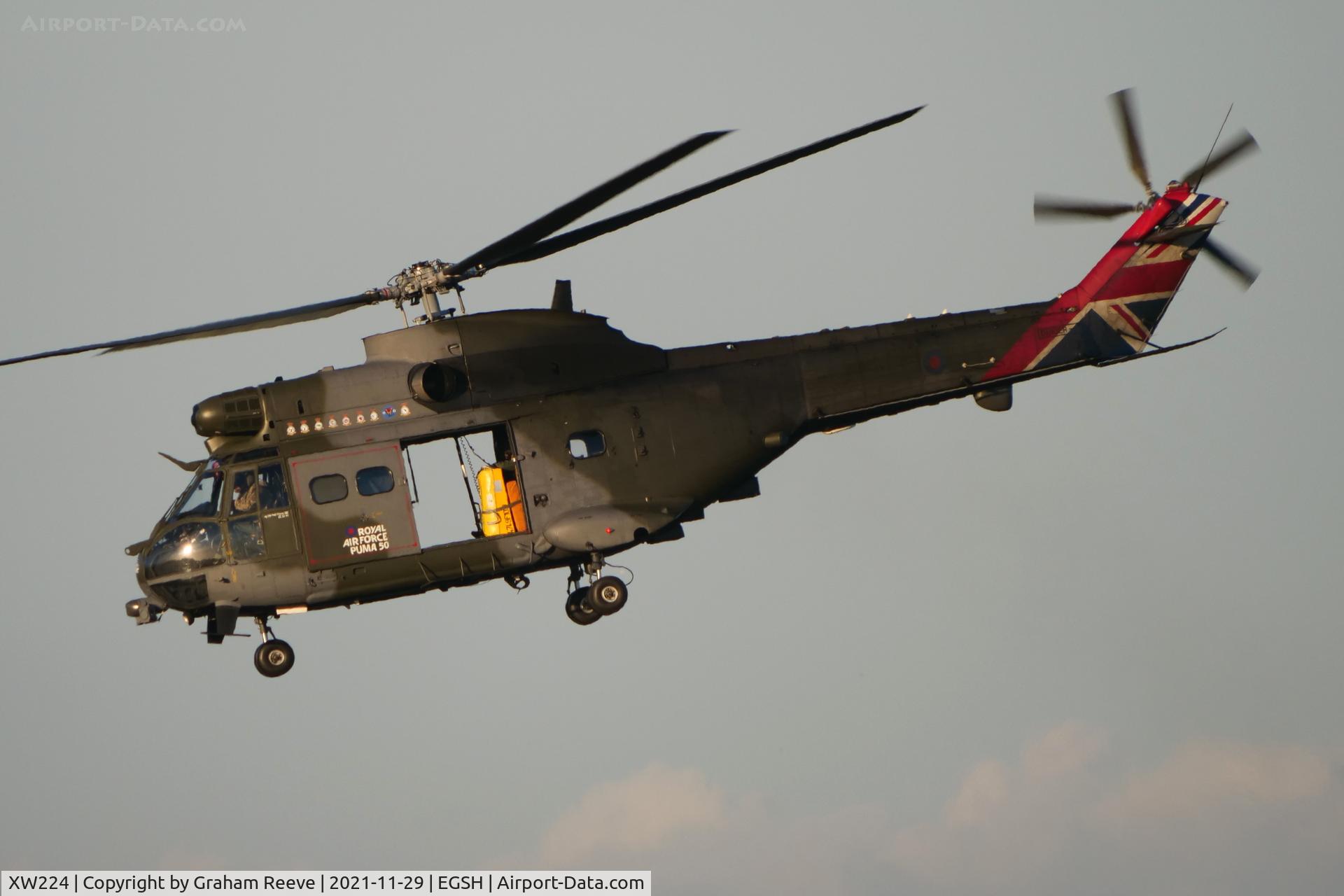 XW224, 1972 Westland Puma HC.2 C/N 1166, Departing from Norwich.