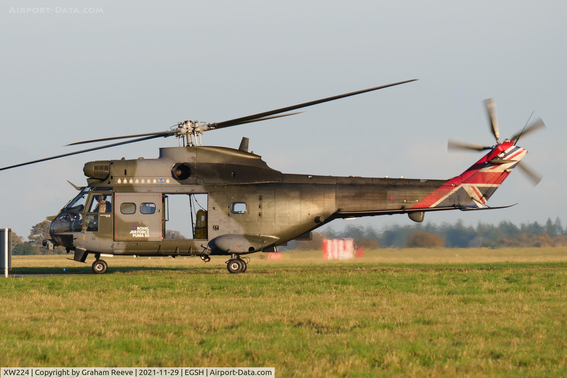 XW224, 1972 Westland Puma HC.2 C/N 1166, Departing from Norwich.