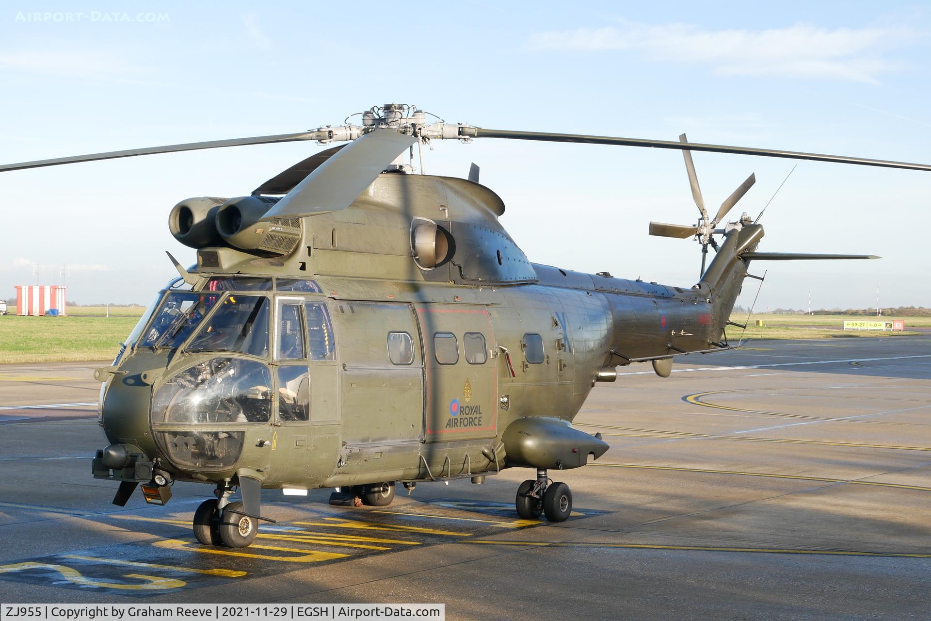 ZJ955, Aerospatiale Puma HC.2 C/N 1363, Parked at Norwich.