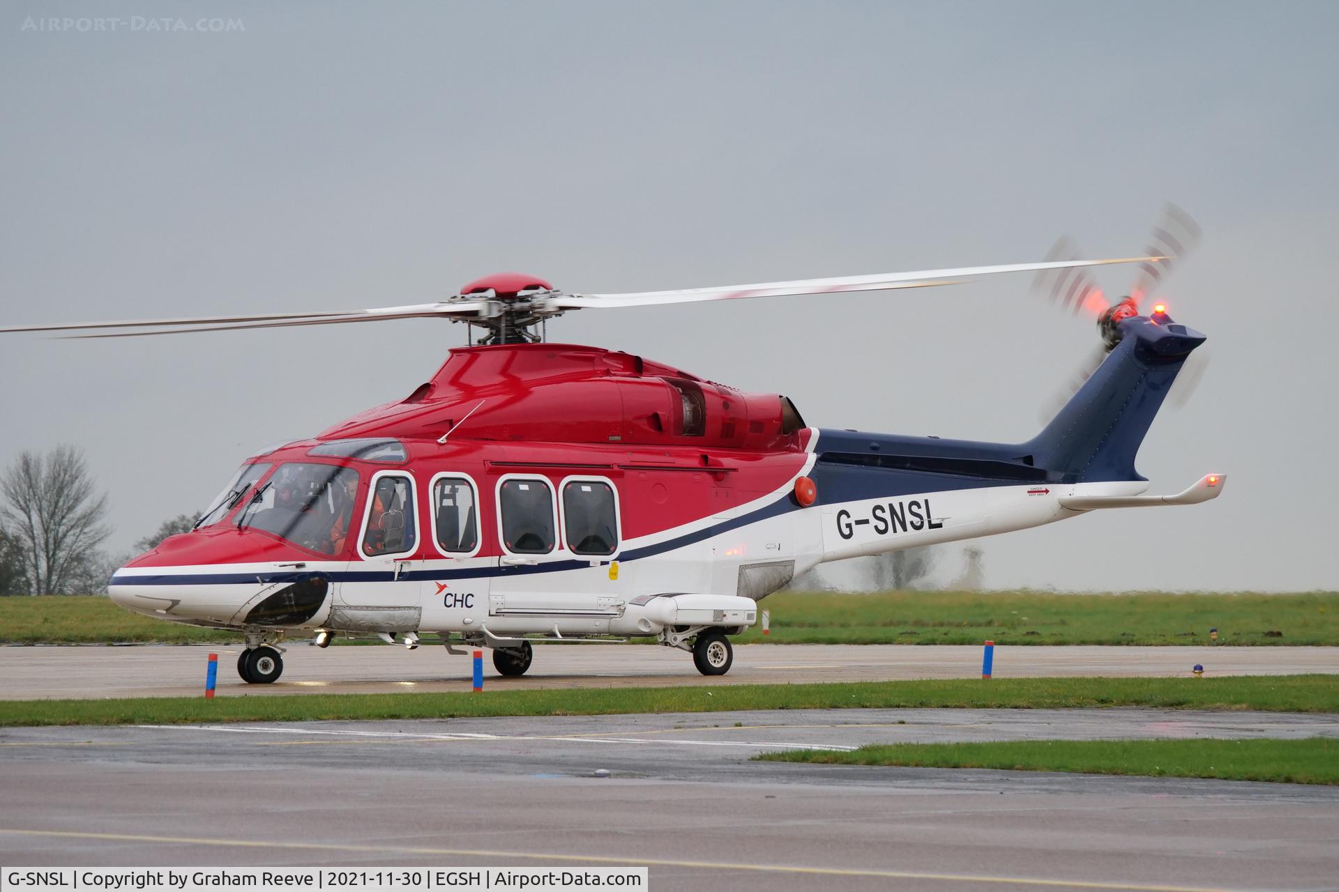 G-SNSL, 2013 AgustaWestland AW-139 C/N 31511, Departing from Norwich.