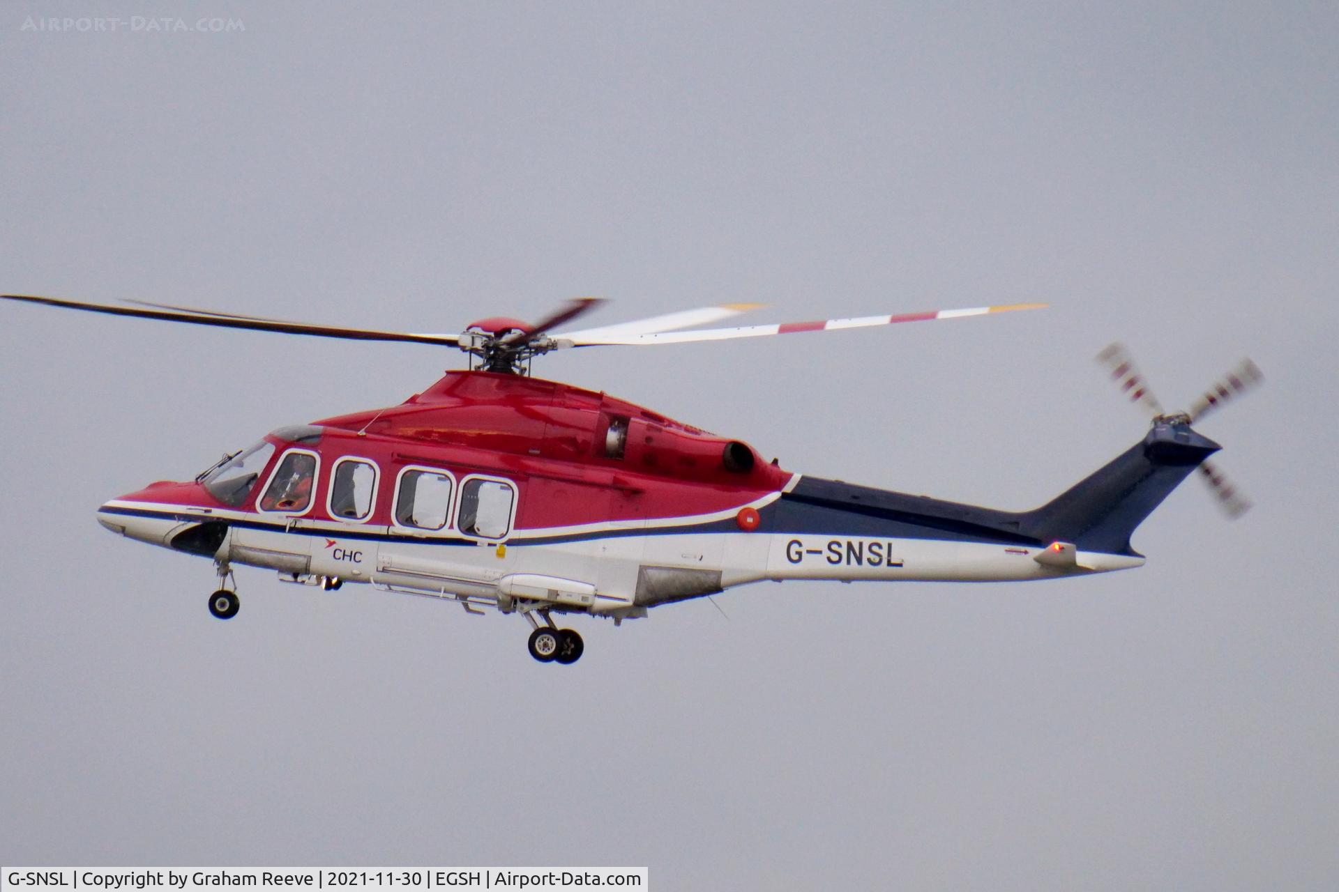 G-SNSL, 2013 AgustaWestland AW-139 C/N 31511, Departing from Norwich.